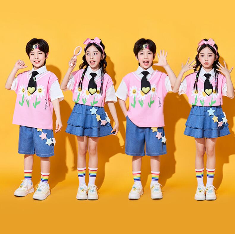 樂天商城 - ピンクチアダンス衣装 半袖シャツ スカート ショートパンツ 子供 女の子 幼稚園 キッズ チュチュ可愛い チアガール 応援服 小学生 中学生 合唱 団体服 運動会 学園祭 入学式 卒業式 イベント ジュニア コスチューム 発表会 舞台演出服 ステージ衣装 普段着 子供の日