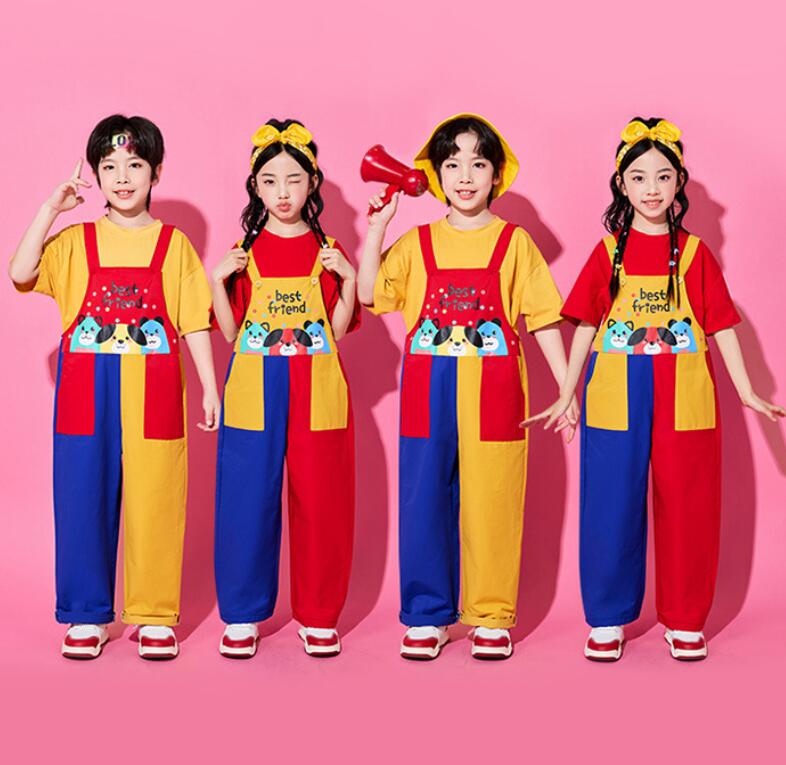 Rakuten - サロペット チアダンス衣装 半袖シャツ ロングパンツ子供 女の子 幼稚園 キッズ チュチュ可愛い チアガール 応援服 小学生 中学生 合唱 団体服 運動会 学園祭 入学式 卒業式 イベント ジュニア コスチューム 発表会 舞台演出服 ステージ衣装 普段着 子供の日