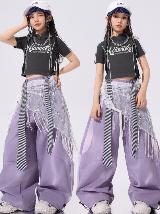 樂天商城 - 子供ジャズダンス衣装 ガールズダンス衣装 臍出しトップス デニムパンツヒップホップ 女の子ダンス衣装 シャツ　 夏キッズダンスセット普段着 可愛いダンス衣装 ダンス衣装 可愛いチアダンス衣装卒業式入学式イベント　舞台演出服　運動会110-180cm