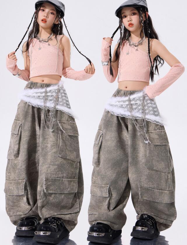 樂天商城 - 子供ジャズダンス衣装 袖カバー付きトップス ガールズダンス衣装 ヒップホップ 女の子ダンス衣装 シャツ 夏キッズダンスセット普段着 可愛いダンス衣装 ダンス衣装 可愛いチアダンス衣装卒業式入学式イベント　舞台演出服　運動会110-180cm