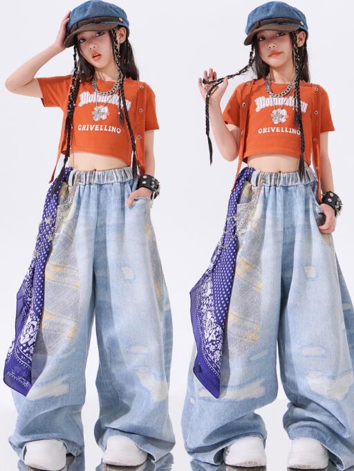 Rakuten - 子供ジャズダンス衣装臍出しトップス ガールズダンス衣装 ヒップホップ 女の子ダンス衣装 シャツ 夏キッズダンスセット普段着 可愛いダンス衣装 ダンス衣装 可愛いチアダンス衣装卒業式入学式イベント　舞台演出服　運動会110-180cm