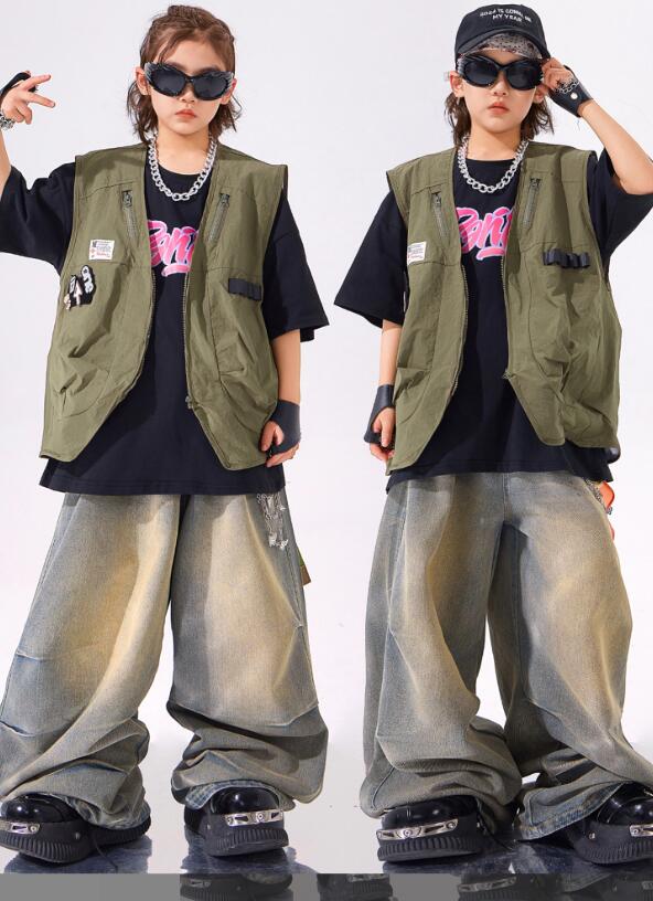 樂天商城 - 子供ジャズダンス衣装 ゆったりトップス ベスト ダンス衣装 ヒップホップ 男の子ダンス衣装 シャツ 夏キッズダンスセット普段着 可愛いダンス衣装 ダンス衣装 可愛いチアダンス衣装卒業式入学式イベント　舞台演出服　運動会110-180cm