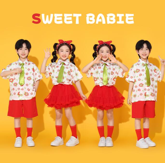 樂天商城 - チアガールダンス衣装 子供ジャズダンス衣装　女の子/男の子ダンス衣装 ヒップホップ チュールスカート 女の子ダンス衣装 シャツ 夏キッズダンスセット普段着 可愛いダンス衣装 ダンス衣装 可愛いチアダンス衣装卒業式入学式イベント　運動会110-180cm