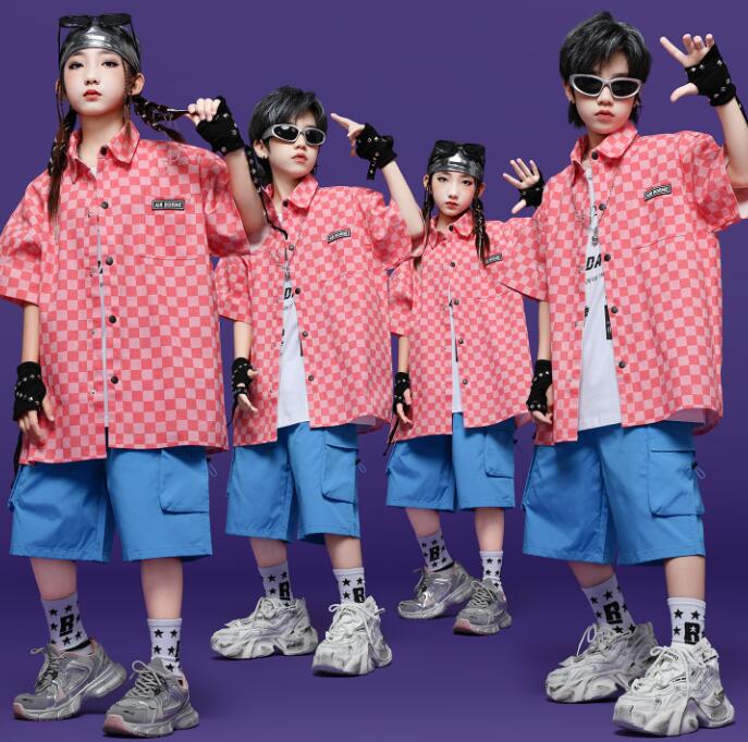 樂天商城 - チェック柄シャツコート 子供ダンス衣装 女の子/男の子ダンス衣装 ガーコパンツ ヒップホップ ロング丈パンツ ジャズダンス衣装 女の子ダンス衣装 夏キッズダンスセット普段着 可愛いダンス衣装 ダンス衣装 可愛いチアダンス衣装卒業式入学式イベント運動会110-180cm