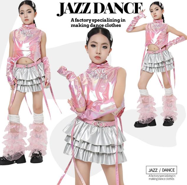 乐天商城 - 女の子ジャズダンス衣装 子供ダンス衣装 光沢あり ミニスカートダンス衣装 ヒップホップ 女の子ダンス衣装 夏キッズダンスセット普段着 可愛いダンス衣装 ダンス衣装 可愛いチアダンス衣装卒業式入学式イベント運動会120-170cm
