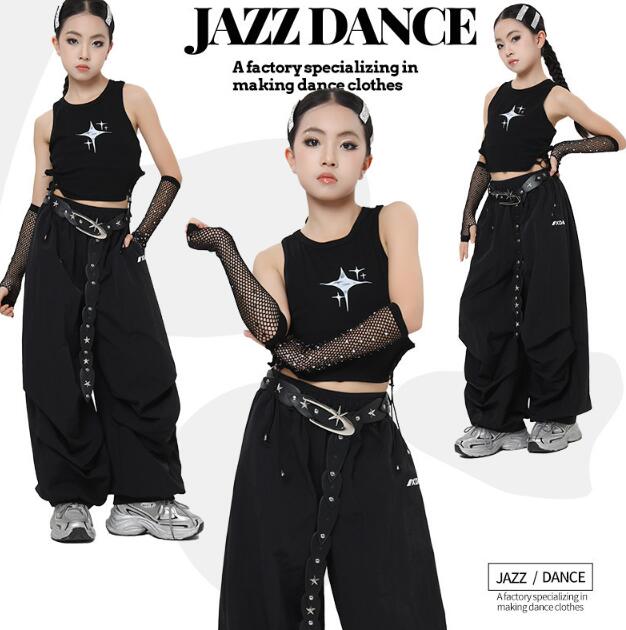 乐天商城 - 女の子ジャズダンス衣装 子供ダンス衣装 袖なしシャツ ガーコパンツ ダンス衣装 ヒップホップ 女の子ダンス衣装 夏キッズダンスセット普段着 可愛いダンス衣装 ダンス衣装 可愛いチアダンス衣装卒業式入学式イベント運動会120-170cm