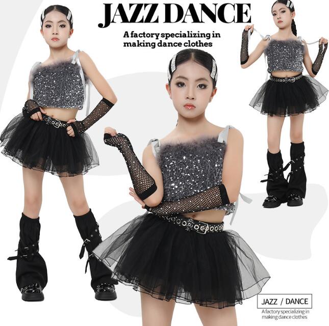 Rakuten - 女の子ジャズダンス衣装 子供ダンス衣装 スパンコール付き ミニスカートダンス衣装 ヒップホップ 女の子ダンス衣装 夏キッズダンスセット普段着 可愛いダンス衣装 ダンス衣装 可愛いチアダンス衣装卒業式入学式イベント運動会120-170cm