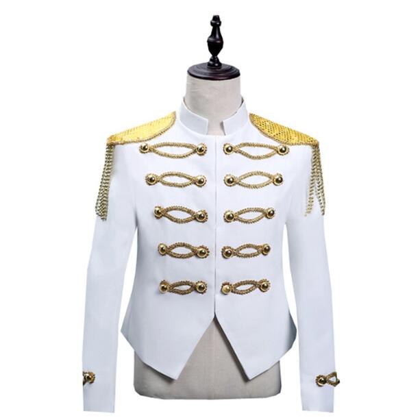 Rakuten - ステージ衣装 スーツ ジャケット 白 スパンコール付き 紳士服 メンズ 舞台 ジャケット 長袖 チェーン飾り付き 王様着用 華やか 派手 男性 カジュアル スーツ 結婚式 パーティー 発表会 スーツ ダンス 衣装 忘年会 新年会 司会者 余興 カラオケ 衣装 きらきら