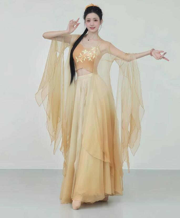 Rakuten - 古典ダンス衣装大人ダンス衣装 コスプレ衣装　フレア袖 羽織 3点セットチャイナ服 古代お嬢様 コスプレ衣装 中華風 エスニック 古風 コスチューム 練習用ダンス衣装 撮影 出演衣裳 発表会 演奏会 ダンス衣装 団体 演出衣装 ダンス コスチューム