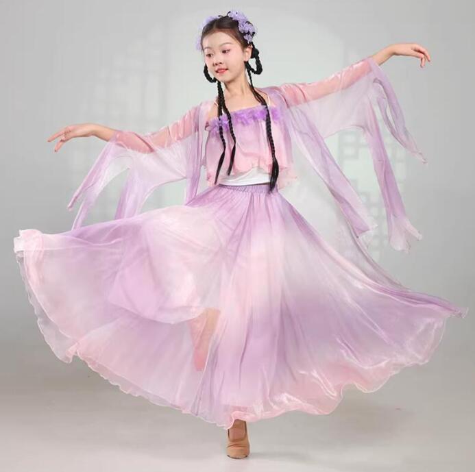 Rakuten - 子供ダンス衣装 古典ダンス衣装 羽織ダンス衣装 コスプレ衣装　フレア袖 羽織 大きい裾 チャイナ服 古代お嬢様 コスプレ衣装 中華風 エスニック 古風 コスチューム 練習用ダンス衣装 撮影 出演衣裳 発表会 演奏会 ダンス衣装 団体 演出衣装 ダンス コスチューム