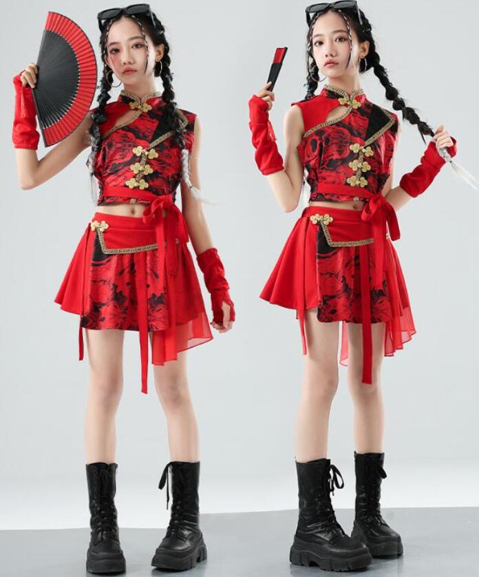 Rakuten - 中華風ダンス衣装 女の子ジャズダンス衣装 子供ダンス衣装 ダンス衣装 ヒップホップ 女の子ダンス衣装 夏キッズダンスセット普段着 可愛いダンス衣装 ダンス衣装 可愛いチアダンス衣装卒業式入学式イベント運動会110-180cm
