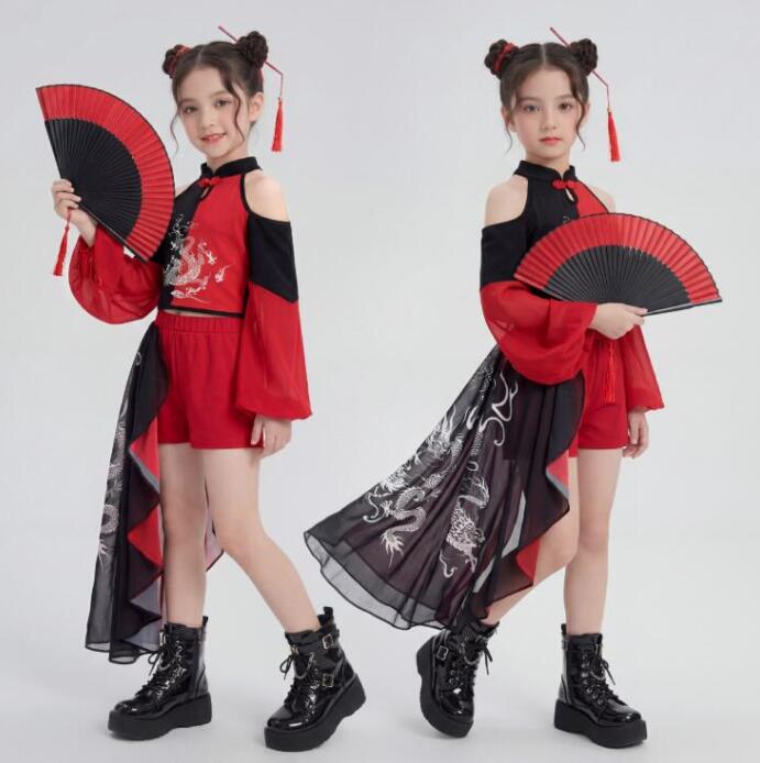 Rakuten - 中華風ダンス衣装 女の子ジャズダンス衣装 子供ダンス衣装 ダンス衣装 ヒップホップ 女の子ダンス衣装 夏キッズダンスセット普段着 可愛いダンス衣装 ダンス衣装 可愛いチアダンス衣装卒業式入学式イベント運動会110-180cm