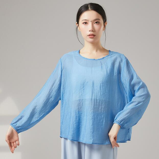 Rakuten - ダンストップスブラウスシャツ ダンス トップス 長袖トップス レディース チュール 可愛い バレエダンス ブラウス フリル 柔らかい美シルエット 中華古典ダンス 民族ダンス 社交ダンス モダンダンス 衣装 スリーブ ダンスウエア