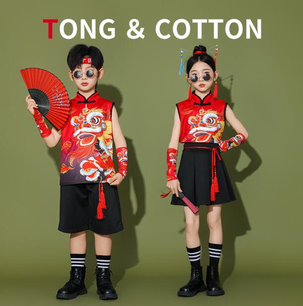 Rakuten - 中華風ダンス衣装 子供ダンス衣装スカート ジャズダンス衣装 袖カバー付きジャズダンス衣装 舞台演出服 演出服ダンス衣装 女の子 男の子 jazz hiphop かっこいい ダンス衣装 学園祭 文化祭 舞台衣装 可愛いチアダンス衣装卒業式入学式イベント運動会110-180cm