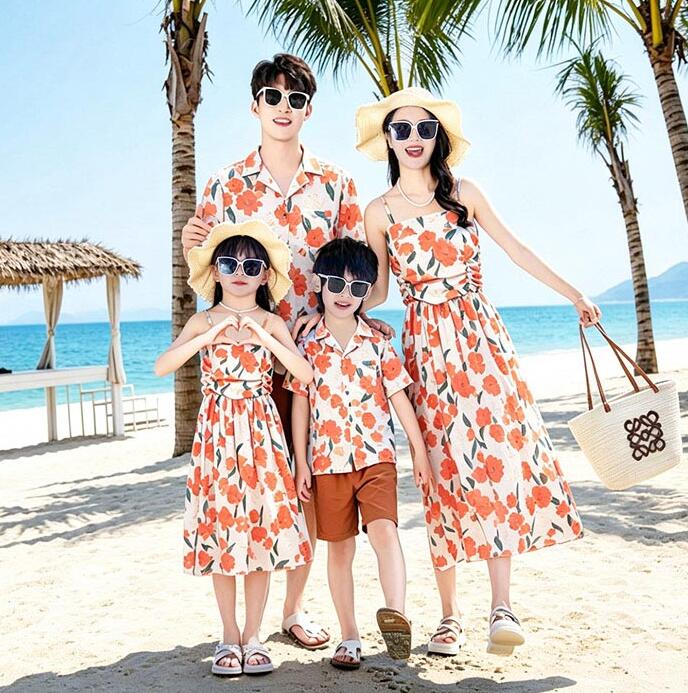 樂天商城 - 親子 コーデ 親子ペア ボヘミアン風 親子ペアルック 親子コーデ 新作 花柄 アロハシャツ ショートパンツ メンズ ワンピース キャミソール 総柄 親子ペア 家族ペア 親子お揃い ママ パパ レディース キッズ リンクコーデ 夏 男の子 女の子 家族お揃い 遊び リゾート 沖縄旅行
