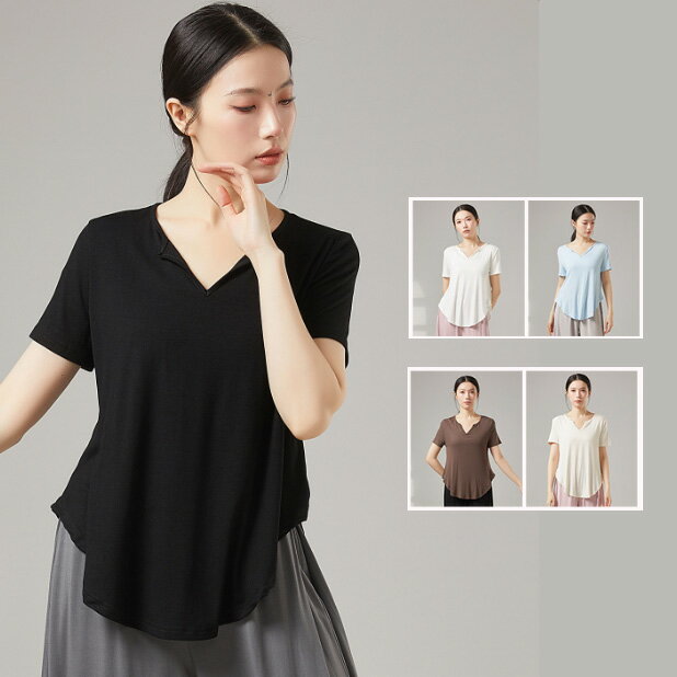 Rakuten - ダンストップス 半袖Tシャツブ ダンス トップス レディース可愛い バレエダンス ブラウス フリル 柔らかい美シルエット 中華古典ダンス 民族ダンス 社交ダンス モダンダンス 衣装 スリーブ ダンスウエア