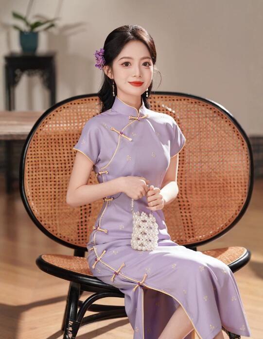 Rakuten - ドレス チャイナ服 新作 半袖 チャイナドレス リボン柄 春夏向け マキシ丈 チャイナ　ワンピース 中華ドレス 中華服 中国民国時代 コスプレ衣装 レディース 改良 チャイナドレス 華流 コスチューム S M L XL 2XL 3XL