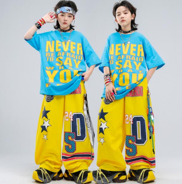 Rakuten - ダンス衣装 ジャズダンス衣装 ガーコパンツ ブルー　黄色 ヒップホップダンス衣装 舞台演出服 演出服ダンス衣装 男の子 jazz hiphop かっこいい ダンス衣装 学園祭 文化祭 舞台衣装 可愛いチアダンス衣装卒業式入学式イベント運動会110-180cm