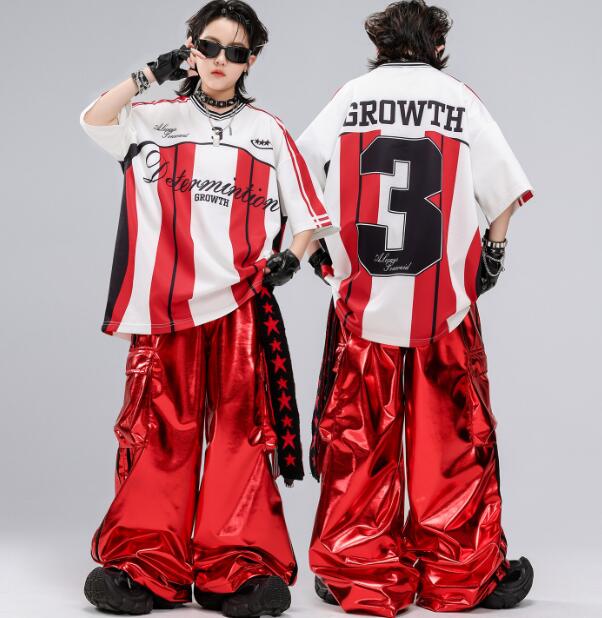 Rakuten - ダンス衣装 ジャズダンス衣装 ガーコパンツ ワインレッド ヒップホップダンス衣装 舞台演出服 演出服ダンス衣装 男の子 jazz hiphop かっこいい ダンス衣装 学園祭 文化祭 舞台衣装 可愛いチアダンス衣装卒業式入学式イベント運動会110-180cm