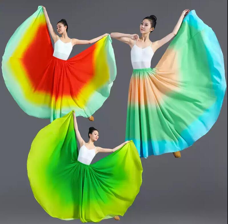 樂天商城 - 720度スカート 大人/子供ダンス スカート 広がる スカート ロング丈 60 65 70 78 80 85 90 95cm シフォン ふんわり ボリューム 大きい裾 社交ダンス モダンダンス 民族ダンス 古典ダンス スカート 練習着 レッスン着 平日着用も可 ボヘミアン サンドレス