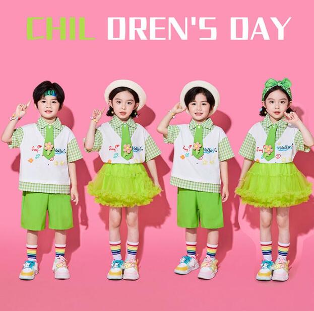 乐天商城 - グリーンチェック柄 子ども服 運動会 応援団 キッズ チアダンス衣装 ジャズダンス 子供 幼稚園 セット 半袖シャツ チュチュ ショートパンツ スカート ガールズ 余興 コス チア ジュニア ヒップホップ 卒業 合唱 発表会 ジャズ 女の子 男の子 ステージ衣装 演出服 HIPHOP