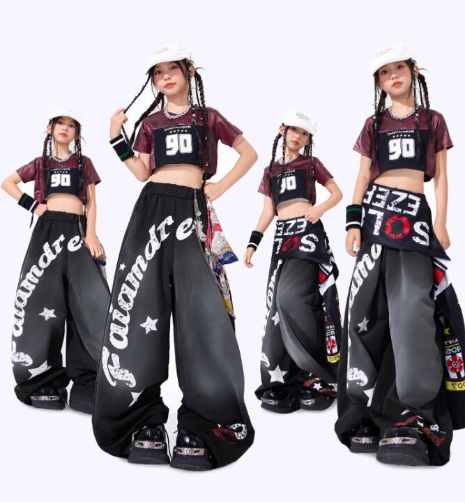樂天商城 - 半袖 臍出し 女の子ジャズダンス衣装 臍出し 子供ジャズダンス衣装 ガーコパンツ ヒップホップダンス衣装 舞台演出服 演出服ダンス衣装 jazz hiphop かっこいい ダンス衣装 学園祭 文化祭 可愛いチアダンス衣装卒業式入学式イベント運動会110-180cm