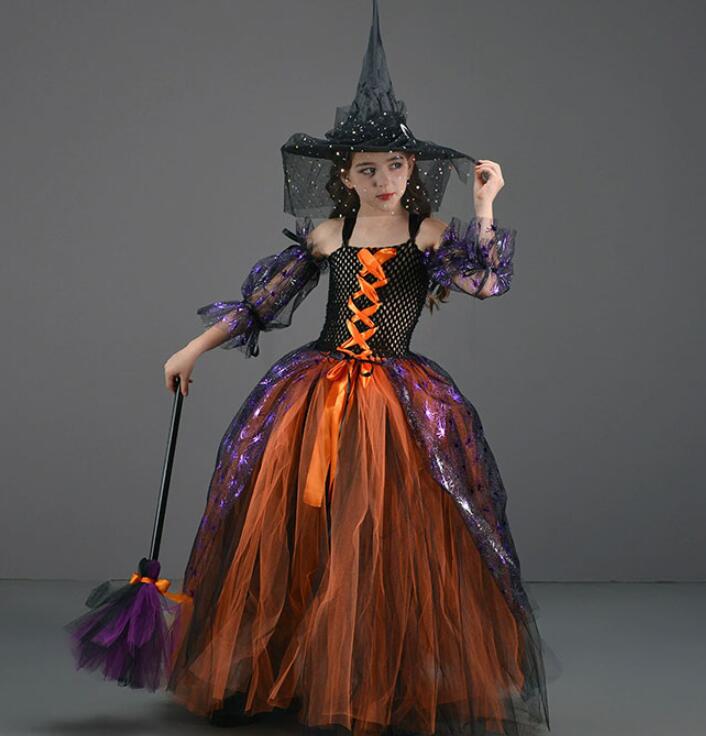 魔女コスプレ衣装 チュールワンピース ウィッチ 仮装 衣装 キッズ 可愛い 巫女 コスチューム ハロウィンコスプレ 魔法少女 女の子 ハロウィン仮装 コスプレ衣装 ワンピース かわいい 魔法使い ドレス ハロウィン衣装 maybe02-10003707 maybe02shop サンプル画像2