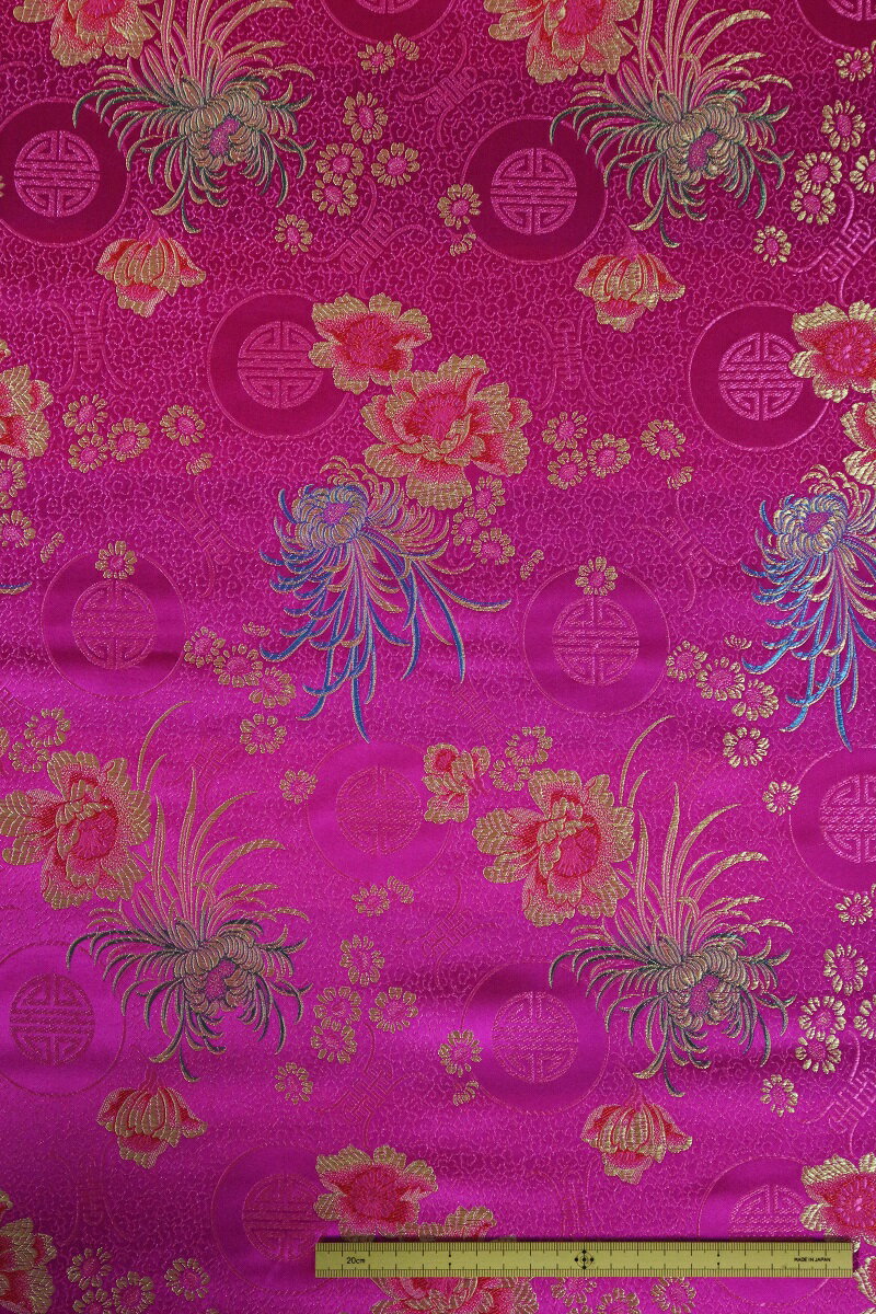 チャイナドレス用生地 チャイナ生地 コスプレ 舞台 よさこい 濃ピンク 中国製 【50cm以上10cm単位での..