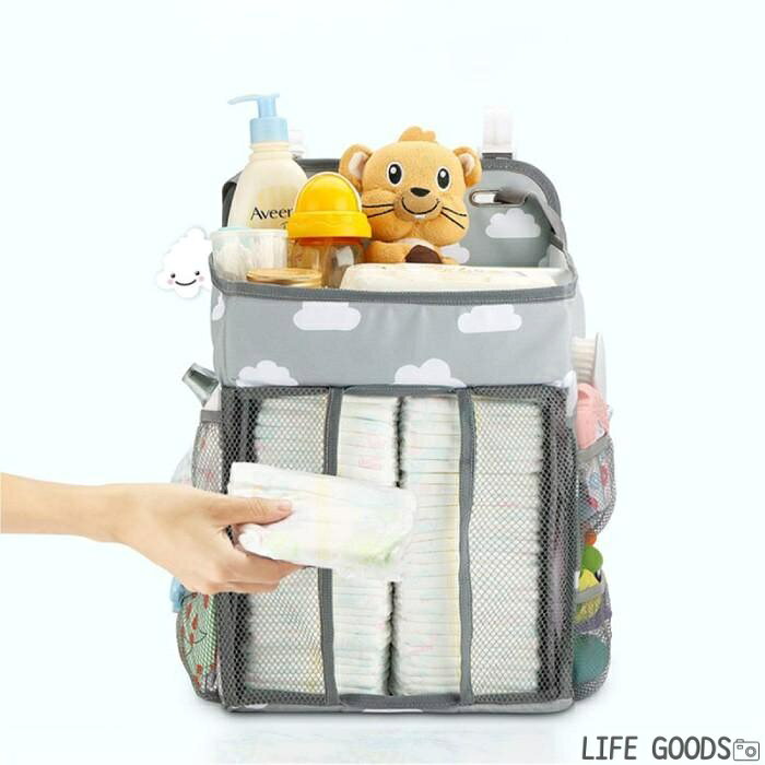 ベビーベッド収納ポケット オーガナイザー まとめる 子供部屋収納 おむつポーチ 吊...