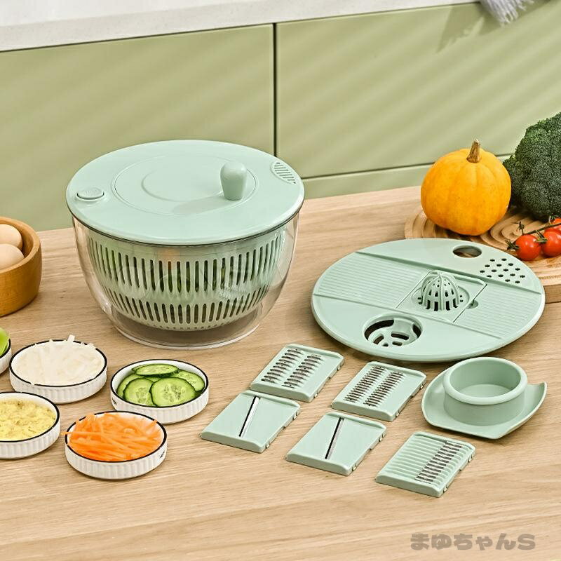 Rakuten - サラダスピナー 水切り 野菜 水切り大容量 ブレード多め 二重構造 分解しやすいサラダ 下処理 キッチン 調理 便利グッズ