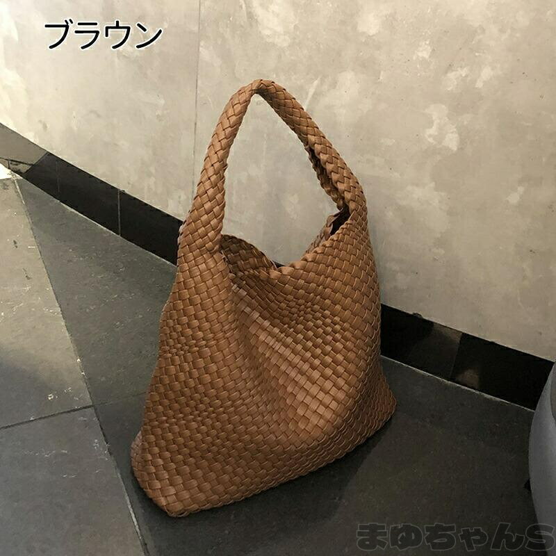 Rakuten - 編み込みトートバッグ メッシュトートバッグ トートバッグ レディース メッシュトート マチ広トートバッグ バッグPUレザー ハンドメイドバッグ