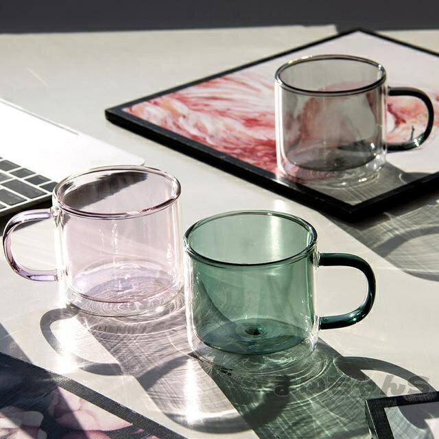 Rakuten - ステンドグラス コーヒーカップ 二重ガラスカップ マグカップ 耐熱2層手吹き製作グラス かわいいレトロデザイン グラス カラーグラス コップ