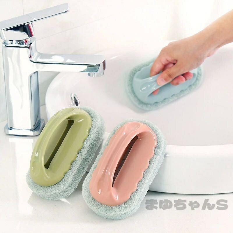 Rakuten - スポンジ消しゴム 掃除用 3個セット 浴槽?キッチン ハンドルブラシ 高密度繊維 PPハンドル コンロ シンク バス 研磨スポンジ