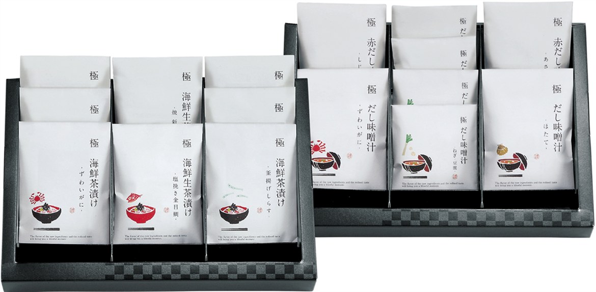 乐天商城 - 極だし Premium 生茶漬け・だし味噌汁のギフトセット KGP-110MC1