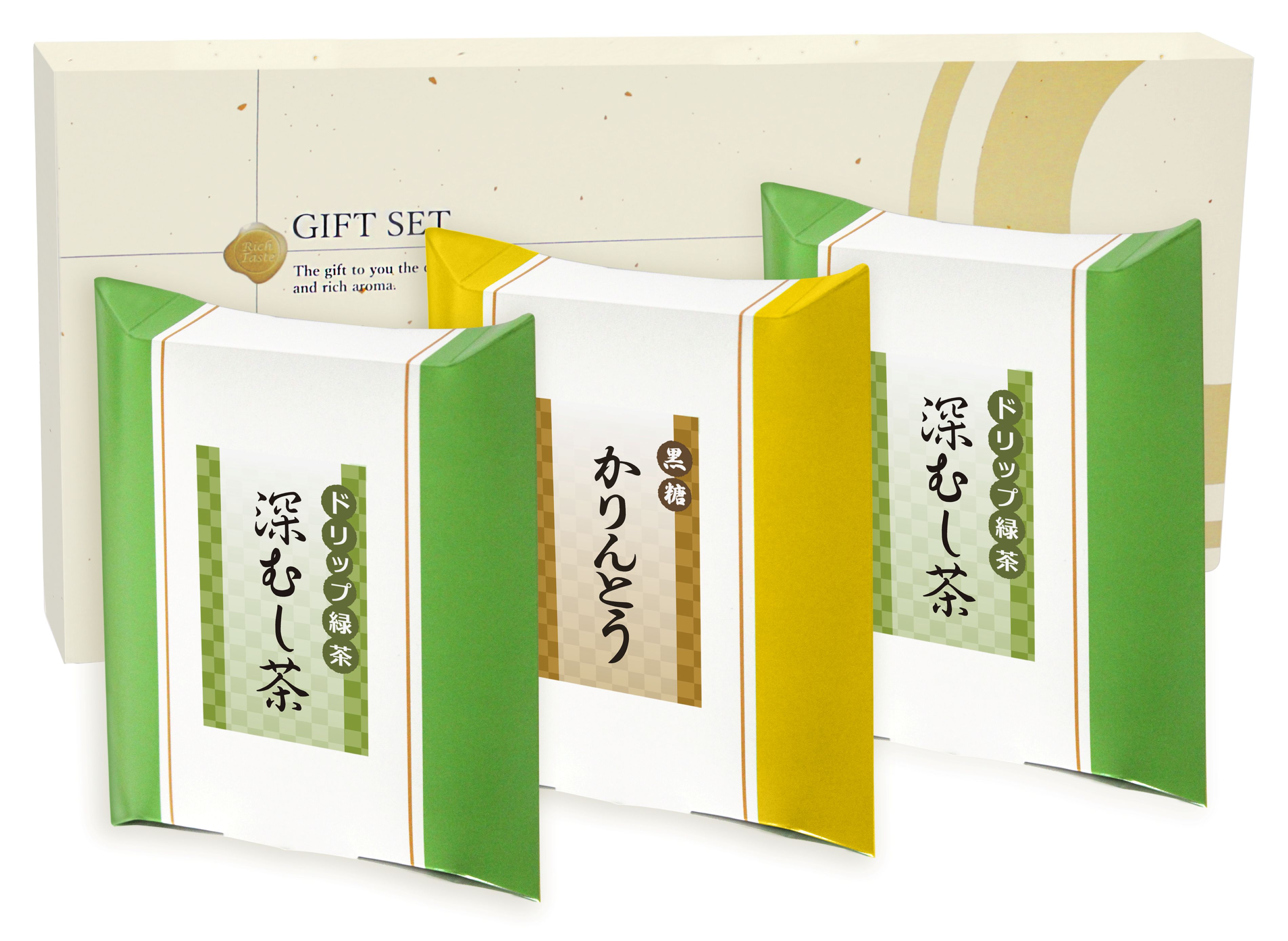 緑茶とかりんとうの詰め合わせです。●内容/静岡県産深むし茶（3g×4）×2、黒糖かりんとう15g●箱サイズ/17.5×39.5×2.8cm●賞味期限/常温1年結婚祝い 結婚内祝い 新築祝い 新築内祝い 引っ越し祝い 引っ越し内祝い ご挨拶 出産祝い 出産内祝い 七五三祝い 七五三内祝い 初節句内祝い 入学祝い 入学内祝い 成人祝い 成人内祝い 就職祝い 就職内祝い 快気祝い 快気内祝い 退職祝い お礼 還暦祝い 仏事 法事 法要 引き出物 粗供養 香典返し 満中陰志 品物 お彼岸 初盆 お供え お誕生日 プレゼント バレンタイン ホワイトデーのお返し 母の日 父の日 敬老の日 お中元 クリスマス お歳暮 お年賀 景品 ゴルフコンペ賞品ドリップ緑茶・かりんとう詰め合わせ 送料無料 のし包装無料 メッセージカード 法要 会葬品 香典返し 内祝 喪中見舞い 49日 四十九日 忌明け 返礼品 喪中 満中陰志 志 法事のお返し 粗供養 仏事 法要 初盆日本茶 静岡県産 お茶ギフト 深蒸し茶 黒糖かりんとう 緑茶 粗品