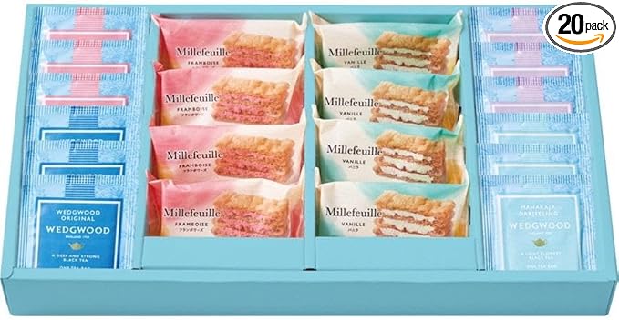Rakuten - ミルフイユ＆ウェッジウッド ティーバッグセット 20個 送料無料 法事のお返し 香典返し 返礼品 法事 法事返礼品 お供 御祝 返し 粗供養 志 香典返し 一周忌お返し 内祝 お返し 快気祝 紅茶とお菓子 お供えお返し 個包装 母の日 敬老の日 お中元 お歳暮 出産内祝 手土産