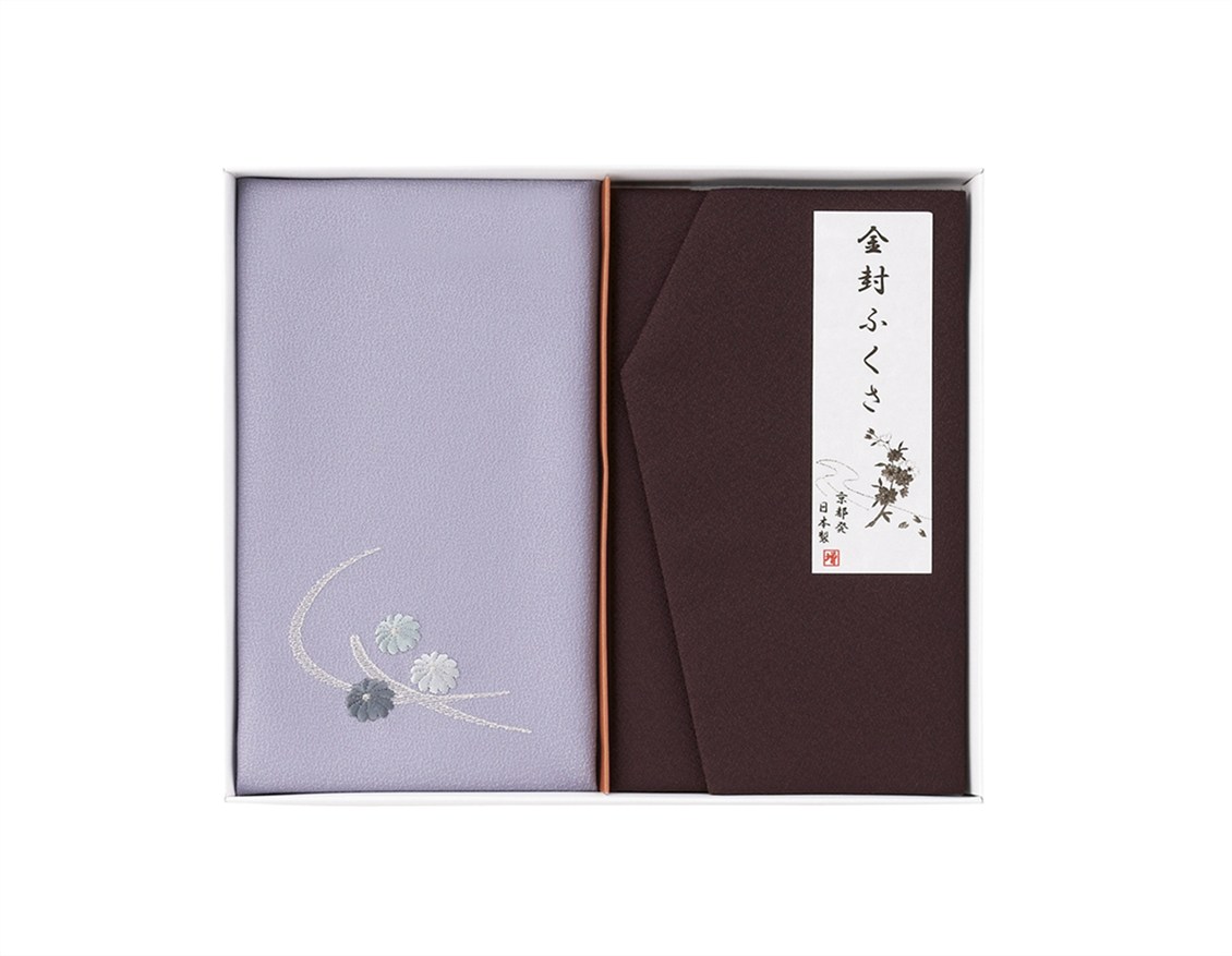 Rakuten - 刺繍入り金封包み＆金封ふくさ 紫 H036