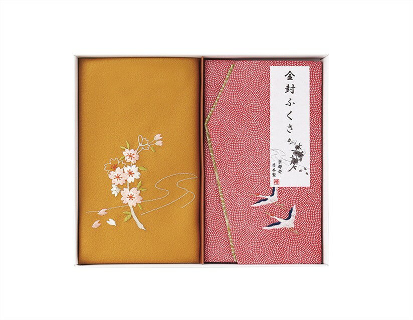 Rakuten - 刺繍入り金封包み＆金封ふくさ 赤鶴 H037