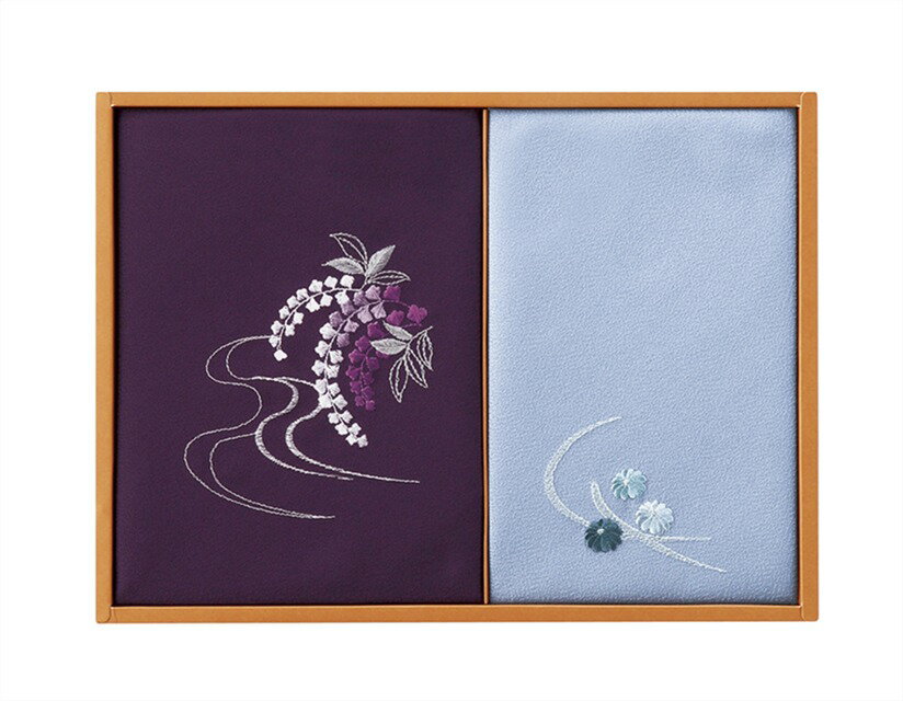 乐天商城 - 刺繍入り二巾風呂敷＆刺繍入り金封包み 紫 H018