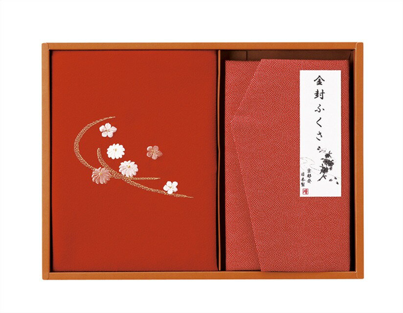 乐天商城 - 刺繍入り二巾風呂敷＆金封ふくさ 赤 H023