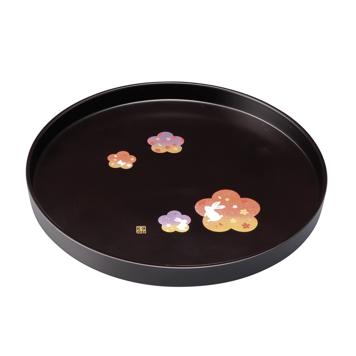 Rakuten - 紀州塗 花舞うさぎ 8.0丸盆 2205027