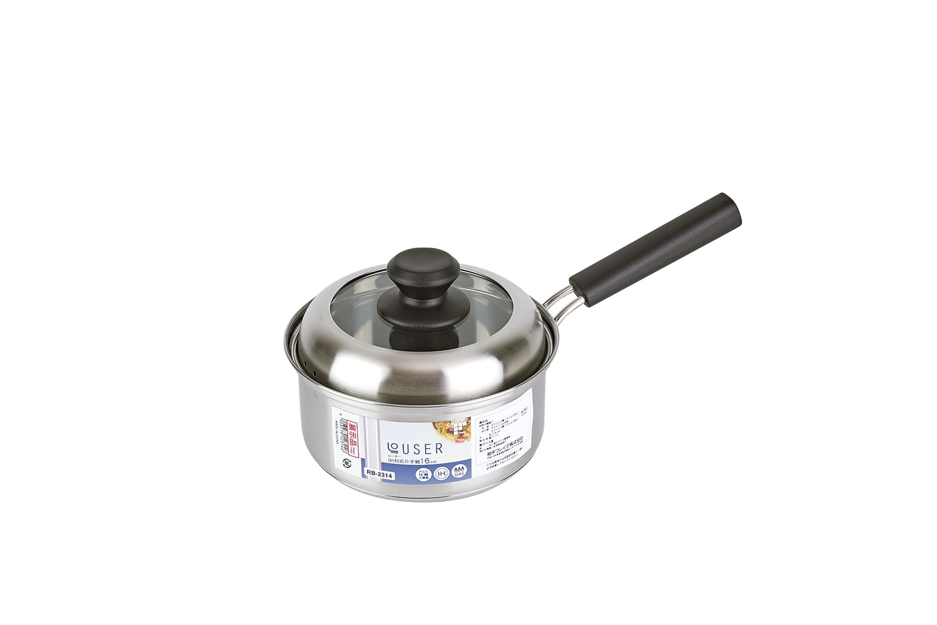 Rakuten - ローザー IH対応片手鍋16cm（ガラス窓付蓋） RB-2314