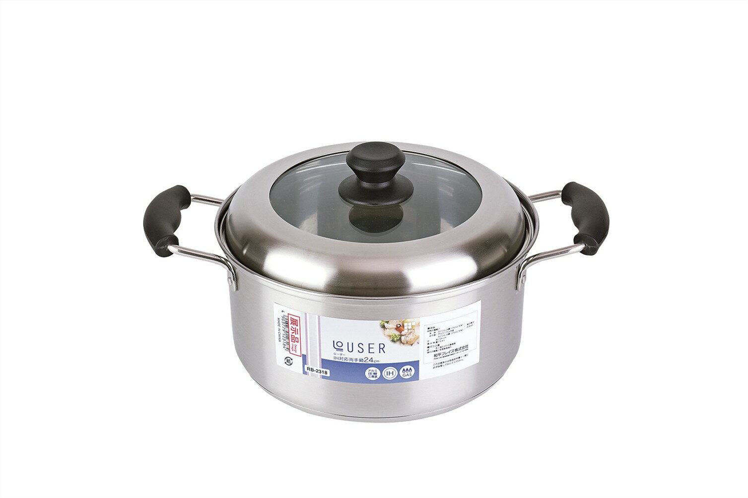 Rakuten - ローザー IH対応両手鍋24cm（ガラス窓付蓋） RB-2318