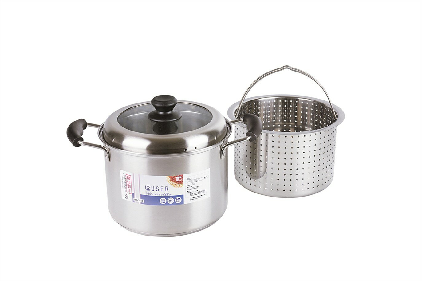Rakuten - ローザー IH対応パスタポット22cm（ガラス窓付蓋） RB-2319