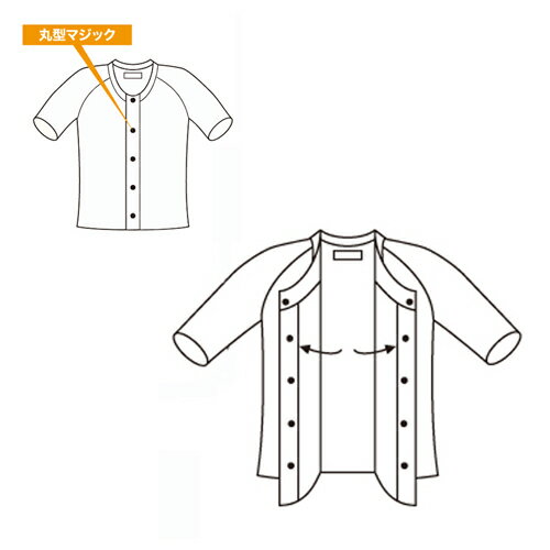 手術後や介護が必要な方の7分袖シャツ【こだわりの日本製 】ワンタッチ肌着 前開き半袖 紳士 メンズ マジック式 肌ざわりの良い高級エジプト綿を使用 ボタンをかける手間を解消 フラットシーマ―（平らな縫い目） 動きやすいラグラン袖 素材 綿100％ ロングセラー商品 2