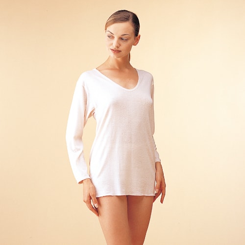 【大量購入卸売】10枚セット 【こだわりの品】シルクノイル肌着 7分袖スリーマ— シルク100%ババシャツはイヤって言う人もいるけど絹の肌着が体と肌...