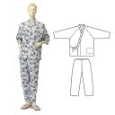 和風部屋着 入院 介護 (好評のロングセラー) 婦人パジャマ型ガーゼねまき (おくつろ着) ひば抗菌加工 乾燥機可 日本製 肌側ガーゼでやさしい着心地 着やすく...