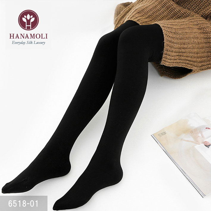 【お取り寄せ こだわりの品】女性用 厚地 シルクコットン ニット タイツ M～L ブラック 対応ヒップ85～98cm シルク50% コットン30% ポリウレタン20% 伸縮性あり なめらかな肌触り 汗取り 吸汗 速乾 防臭 温活 冷えとり 敏感肌 中国製 HANAMORI インナー マチ付きタイツ