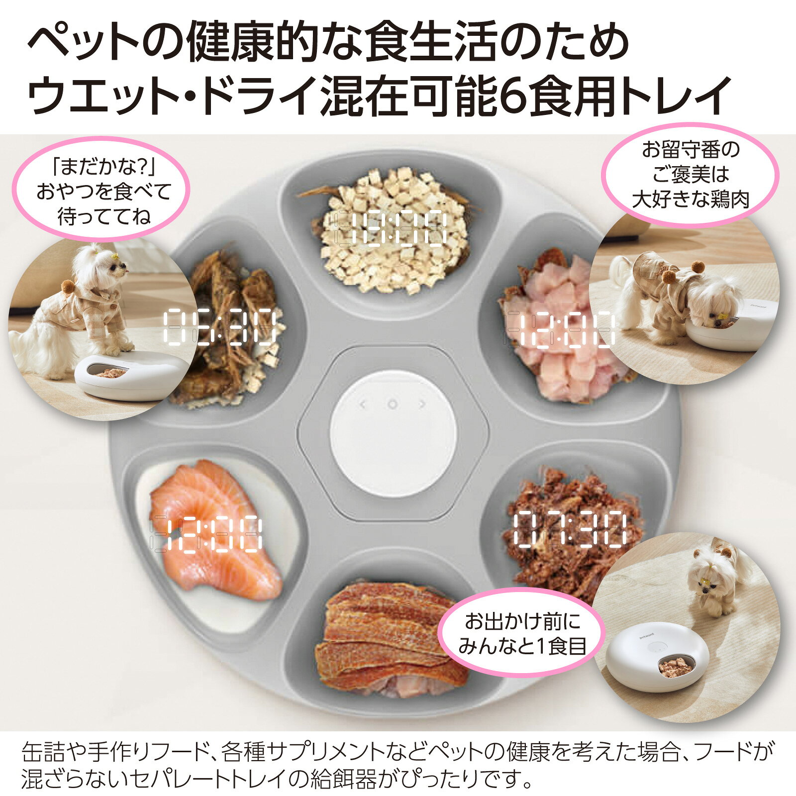 5%OFF！10/27まで！【BLIXIA】ペットフィーダー 6食分 自動給餌器 充電式 タッチパ...