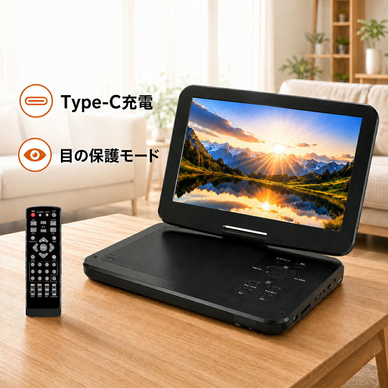 ★7/10限定500円OFF★【ポータブルdvdプレーヤー 12.5型 10.5インチ液晶 cdプレーヤー5時間連続再生 リージョンフリー CPRM対応 レジューム機能 TV同期 SDカード/USBに対応 父の日